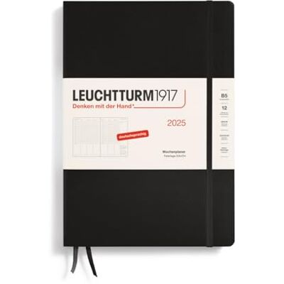 LEUCHTTURM1917 Agenda settimanale 2025, Composition B5, copertina rigida, calendario 12 mesi, 80 g, a righe, nero LEUCHTTURM1917 Agenda settimanale 2025, Composition B5, copertina rigida, calendario 12 mesi, 80 g, a righe, nero
