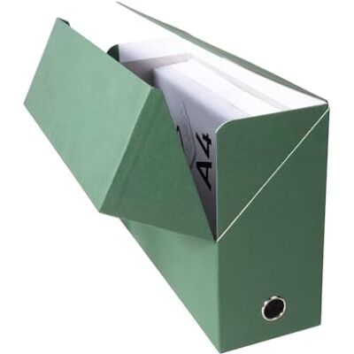 Exacompta Rif. 89423E Cartone da 5 scatole trasferibili in carta telata, dorso 120 mm, con occhiello in metallo, per formato A4, dimensioni 25,5 x 34 x 12 cm, colore verde, consegnato montato Exacompta Rif. 89423E Cartone da 5 scatole trasferibili in carta telata, dorso 120 mm, con occhiello in metallo, per formato A4, dimensioni 25,5 x 34 x 12 cm, colore verde, consegnato montato