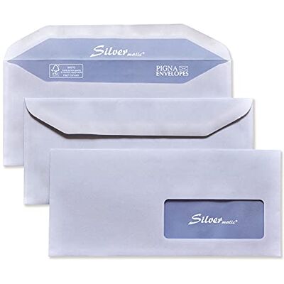 Blasetti 500 Buste SILVERMATIC LUX Commerciale Gommata F.to 110x230 in carta uso mano FSC 80 gr. Con finestra 40x100 Pigna Envelopes Blasetti 500 Buste SILVERMATIC LUX Commerciale Gommata F.to 110x230 in carta uso mano FSC 80 gr. Con finestra 40x100 Pigna Envelopes