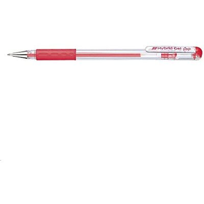 Pentel , penna gel a sfera Hybrid Gel Grip Rollerball, punta da 0,6 mm, tratto da 0,3 mm, nero. Confezione da 12 Red Pentel , penna gel a sfera Hybrid Gel Grip Rollerball, punta da 0,6 mm, tratto da 0,3 mm, nero. Confezione da 12 Red