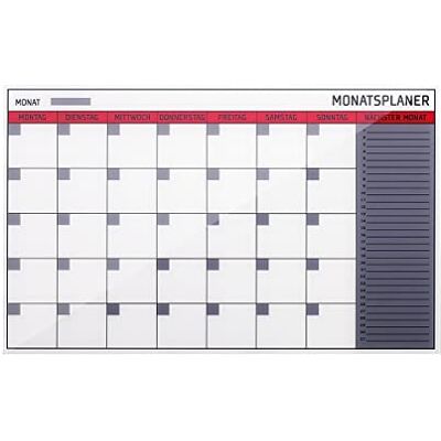 Bi-Office Planner mensile magnetico in vetro, senza cornice, 78 x 48 cm Bi-Office Planner mensile magnetico in vetro, senza cornice, 78 x 48 cm