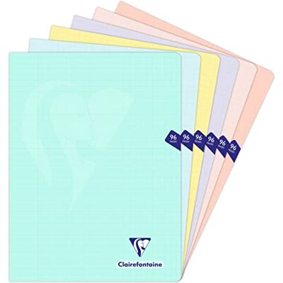 Clairefontaine 308361C un quaderno a punto metallico Mymesys pastello 24x32 cm 96 pagine a quadretti grandi Carta bianca 90g copertina in polipropilene opaco Colore casuale Clairefontaine 308361C un quaderno a punto metallico Mymesys pastello 24x32 cm 96 pagine a quadretti grandi Carta bianca 90g copertina in polipropilene opaco Colore casuale