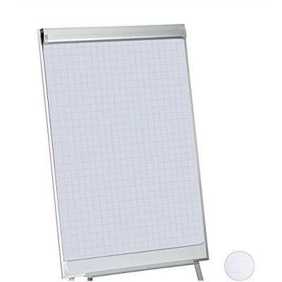 Relaxdays Blocco per Lavagna, 50 Fogli a Quadri, Carta per Cavalletto Flip Chart Meeting, 60 g/m², 57,5 x 81 cm, Bianco Relaxdays Blocco per Lavagna, 50 Fogli a Quadri, Carta per Cavalletto Flip Chart Meeting, 60 g/m², 57,5 x 81 cm, Bianco