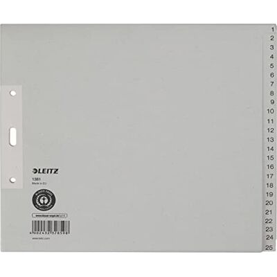 Leitz Tauenpapier-Register, Zahlen, A4 Überbreite, 1-25,grau Leitz Tauenpapier-Register, Zahlen, A4 Überbreite, 1-25,grau