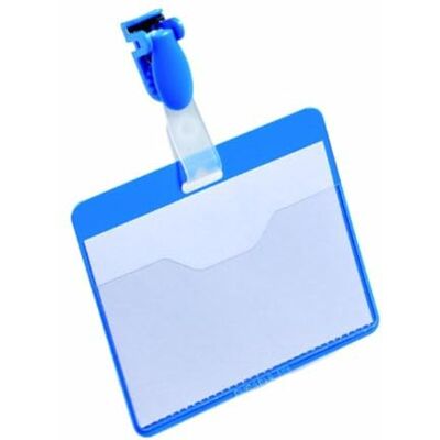 Durable Portanome con clip ruotabile, tasca aperta, combinabile, 60x90 mm, azzurro, confezione da 25 pezzi Durable Portanome con clip ruotabile, tasca aperta, combinabile, 60x90 mm, azzurro, confezione da 25 pezzi