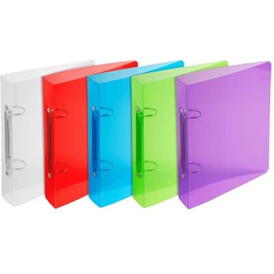 Exacompta Rif. 998X Cartone da 15 raccoglitori di cristallo, 2 anelli rotondi da 30 mm, dorso 40 mm, dimensioni esterne: 23 cm x 20 cm, formato A5, assortiti Exacompta Rif. 998X Cartone da 15 raccoglitori di cristallo, 2 anelli rotondi da 30 mm, dorso 40 mm, dimensioni esterne: 23 cm x 20 cm, formato A5, assortiti