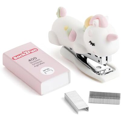 Back2Fun Mini cucitrice per bambini in gomma morbida con 400 graffette n. 10, design divertente e compatto, regalo scolastico originale, cancelleria carina per bambini, ragazze e uso quotidiano a Back2Fun Mini cucitrice per bambini in gomma morbida con 400 graffette n. 10, design divertente e compatto, regalo scolastico originale, cancelleria carina per bambini, ragazze e uso quotidiano a