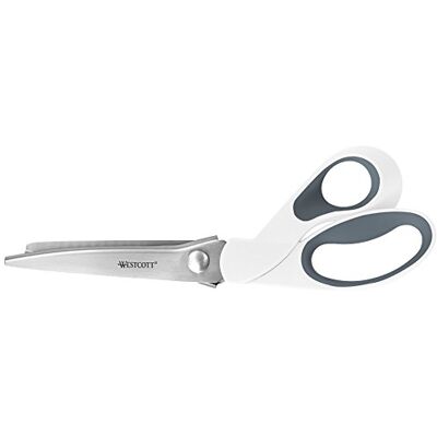Westcott -001 Forbici seghettate, impugnatura ergonomica, 24,2 cm, bianco/grigio Westcott -001 Forbici seghettate, impugnatura ergonomica, 24,2 cm, bianco/grigio