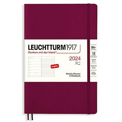 LEUCHTTURM1917 3 agenda e taccuino settimanale Copertina morbida Paperback (B6+) 2024, 12 mesi, Port Red, Inglese LEUCHTTURM1917 3 agenda e taccuino settimanale Copertina morbida Paperback (B6+) 2024, 12 mesi, Port Red, Inglese