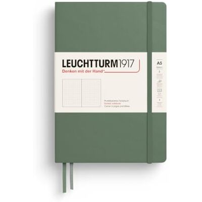 LEUCHTTURM1917 Taccuino Medium A5, Copertina rigida, Olive, puntinato 251 pagine numerate con indice, cucito a filo, avorio, senza acidi LEUCHTTURM1917 Taccuino Medium A5, Copertina rigida, Olive, puntinato 251 pagine numerate con indice, cucito a filo, avorio, senza acidi