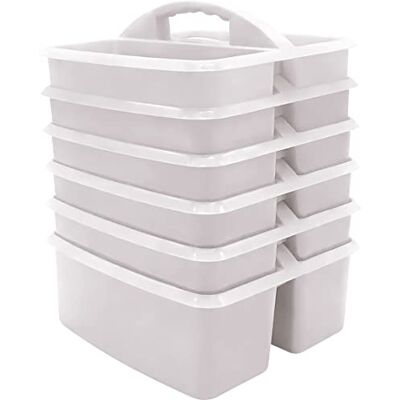 Teacher Created Resources Confezione da 6 contenitori portatili in plastica bianca per aule, camera dei bambini e organizzazione dell'ufficio, 3 scomparti Teacher Created Resources Confezione da 6 contenitori portatili in plastica bianca per aule, camera dei bambini e organizzazione dell'ufficio, 3 scomparti