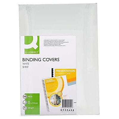 Q-Connect Copertina per rilegatura A4 250 g/m² bianco lucido conf. 100 pezzi KF00498 Q-Connect Copertina per rilegatura A4 250 g/m² bianco lucido conf. 100 pezzi KF00498