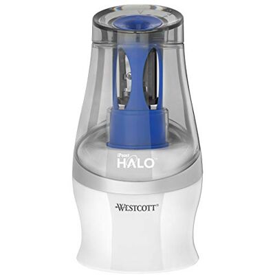 Westcott iPoint HALO Temperamatite a batteria, colore: Bianco/Blu Westcott iPoint HALO Temperamatite a batteria, colore: Bianco/Blu