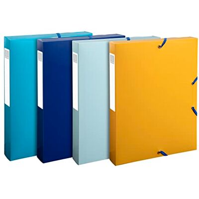 Exacompta 8 scatole archivio PP Bee Blue A4 dorso 4 cm assortite Exacompta 8 scatole archivio PP Bee Blue A4 dorso 4 cm assortite