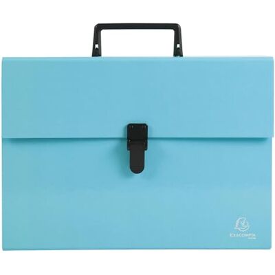 Exacompta Rif. 56762E Cartone da 4 raccoglitori per valigia con manico acquerello, soffietti rinforzati multicolori, chiusura con bottone a clip, 18 scomparti, dim 32 x 24 cm, per A4, colore: blu Exacompta Rif. 56762E Cartone da 4 raccoglitori per valigia con manico acquerello, soffietti rinforzati multicolori, chiusura con bottone a clip, 18 scomparti, dim 32 x 24 cm, per A4, colore: blu