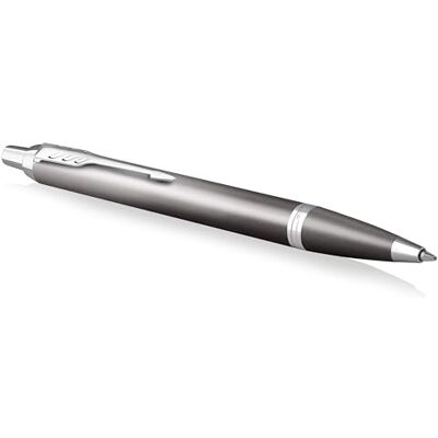 Parker Penna a sfera IM Writing Rituals, finitura grigia con sfumatura, puntale cromato, punta media, inchiostro blu, confezione regalo Parker Penna a sfera IM Writing Rituals, finitura grigia con sfumatura, puntale cromato, punta media, inchiostro blu, confezione regalo