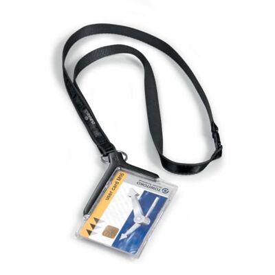 Durable Card Holder De Luxe, portabadge con cordoncino in tessuto, 1 tessera/badge, 54x87 mm, carbone, confezione da 10 pezzi Durable Card Holder De Luxe, portabadge con cordoncino in tessuto, 1 tessera/badge, 54x87 mm, carbone, confezione da 10 pezzi