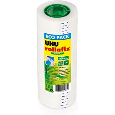 UHU Rollafix Nastro adesivo invisibile di alta qualità, non ingiallisce, ricaricabile, adatto per scrivere su di esso, forniture scolastiche e ufficio, ricarica – Set di 8 rotoli da 25 m x 19 mm UHU Rollafix Nastro adesivo invisibile di alta qualità, non ingiallisce, ricaricabile, adatto per scrivere su di esso, forniture scolastiche e ufficio, ricarica – Set di 8 rotoli da 25 m x 19 mm