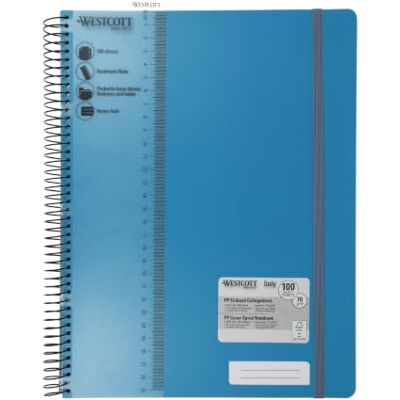 Westcott Quaderno spirale PP A4 quadretti Turchese 100 fogli Quaderno spirale A4 copertina PP 70 g/m², FSC-Mix (FSC® C189289), 200 p., campo nome, segnalibro/righello Westcott Quaderno spirale PP A4 quadretti Turchese 100 fogli Quaderno spirale A4 copertina PP 70 g/m², FSC-Mix (FSC® C189289), 200 p., campo nome, segnalibro/righello