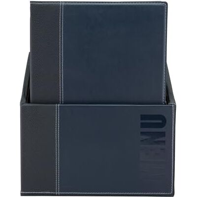 SECURIT Set 20 Carte Menu A4 Linea Trendy con Box Blu Similpelle di Qualità Inserto Doppio 4 Pagine A4 Scatola Coordinata SECURIT Set 20 Carte Menu A4 Linea Trendy con Box Blu Similpelle di Qualità Inserto Doppio 4 Pagine A4 Scatola Coordinata