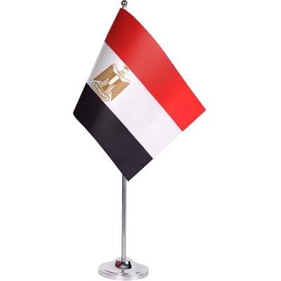 AZ FLAG Bandiera da Tavolo Egitto 22x15 cm Egiziana Raso Base Metallo Uso interno bandiera da tavolo مصر finitura cucita e bordi rinforzati con asta e base metallica AZ FLAG Bandiera da Tavolo Egitto 22x15 cm Egiziana Raso Base Metallo Uso interno bandiera da tavolo مصر finitura cucita e bordi rinforzati con asta e base metallica