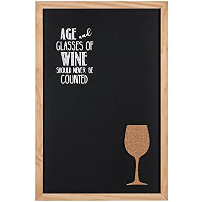 Bi-Office Lavagna Nera per Gesso Vino Quote, 400 x 600 mm, Cornice di Pino Bi-Office Lavagna Nera per Gesso Vino Quote, 400 x 600 mm, Cornice di Pino