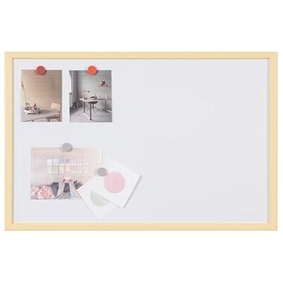 Bi-Office Lavagna Bianca Magnetica, Cancellabile A Secco, Cornice in Legno Giallo Pastello MDF, 60x40cm Bi-Office Lavagna Bianca Magnetica, Cancellabile A Secco, Cornice in Legno Giallo Pastello MDF, 60x40cm