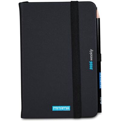 Mitama Agenda settimanale 2026 POCKET NERO 9 X 14 cm, 18 mesi, copertina rigida, carta FSC, chiusura elastico, matita inclusa Mitama Agenda settimanale 2026 POCKET NERO 9 X 14 cm, 18 mesi, copertina rigida, carta FSC, chiusura elastico, matita inclusa