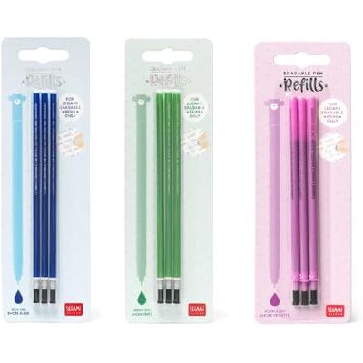 Legami Ricarica per penna gel cancellabile, set da 3 confezioni da 3 ricariche, altezza 13 cm, inchiostro termosensibile, blu verde viola, punta 0,7 mm (set da 3, multicolore) Legami Ricarica per penna gel cancellabile, set da 3 confezioni da 3 ricariche, altezza 13 cm, inchiostro termosensibile, blu verde viola, punta 0,7 mm (set da 3, multicolore)