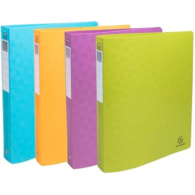 Exacompta Rif. Confezione da 4 raccoglitori semirigidi Pop' N Co in PP riciclato, 4 anelli rotondi, dorso 40 mm, formato esterno: 32 x 26,8 cm, formato A4 Maxi 4 colori assortiti Exacompta Rif. Confezione da 4 raccoglitori semirigidi Pop' N Co in PP riciclato, 4 anelli rotondi, dorso 40 mm, formato esterno: 32 x 26,8 cm, formato A4 Maxi 4 colori assortiti