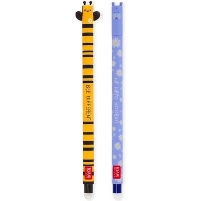 Legami Set di 2 penne gel cancellabili con inchiostro termosensibile, vari colori di inchiostro e design fusto, punta da 0,7 mm, ape e ippopotamo Legami Set di 2 penne gel cancellabili con inchiostro termosensibile, vari colori di inchiostro e design fusto, punta da 0,7 mm, ape e ippopotamo