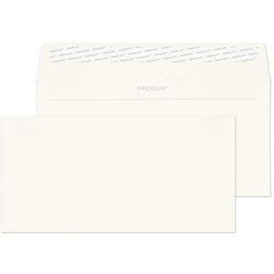 Blake Everyday 110 x 220 mm 120 g/m2 Portafoglio Stacca e sigilla () Bianco intenso wove, Confezione da 500 Blake Everyday 110 x 220 mm 120 g/m2 Portafoglio Stacca e sigilla () Bianco intenso wove, Confezione da 500
