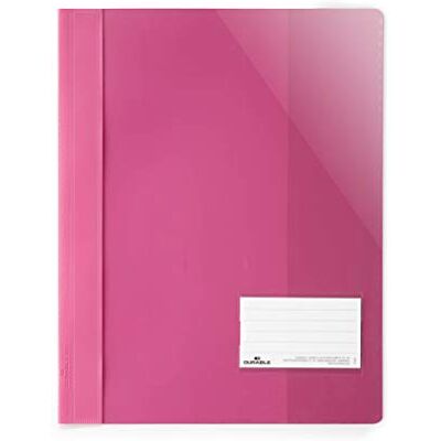 Durable Clear View Cartellina per Documenti Perforati f.to A4, Pressino Ferma Fogli ad Aghi, Rosa Scuro, Confezione da 25 Pezzi Durable Clear View Cartellina per Documenti Perforati f.to A4, Pressino Ferma Fogli ad Aghi, Rosa Scuro, Confezione da 25 Pezzi