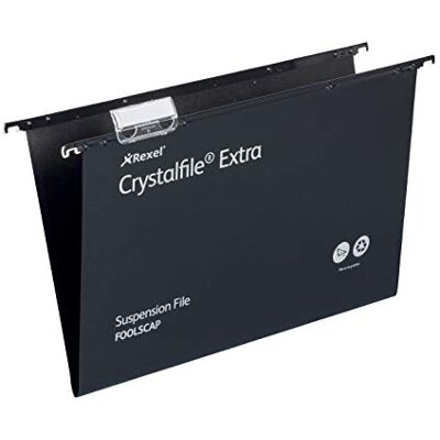 Rexel CRYSTALFILE EXTRA SFILE FC 15MM BLK PK25, 25 Pezzi Rexel CRYSTALFILE EXTRA SFILE FC 15MM BLK PK25, 25 Pezzi