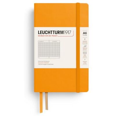 LEUCHTTURM1917 Taccuino Pocket A6 Copertina rigida, A quadretti, Rising Sun 187 pagine numerate, indice, cucito a filo, tasca a soffietto, 2 segnapagina, elastico LEUCHTTURM1917 Taccuino Pocket A6 Copertina rigida, A quadretti, Rising Sun 187 pagine numerate, indice, cucito a filo, tasca a soffietto, 2 segnapagina, elastico