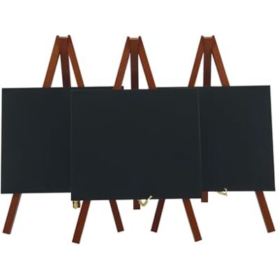 SECURIT Set Da 3 Mini Lavagne Con Cavalletto Treppiede Per Caffè, Ristoranti, Bar, Negozi Base In Legno Laccato 24,4x15x13,5cm Colore Mogano SECURIT Set Da 3 Mini Lavagne Con Cavalletto Treppiede Per Caffè, Ristoranti, Bar, Negozi Base In Legno Laccato 24,4x15x13,5cm Colore Mogano