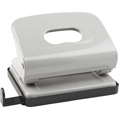 Idena Punzonatrice, con guida di arresto, punzonatura fino a circa 16 fogli, diametro punzonatura 5,5 mm, in metallo, grigio Idena Punzonatrice, con guida di arresto, punzonatura fino a circa 16 fogli, diametro punzonatura 5,5 mm, in metallo, grigio