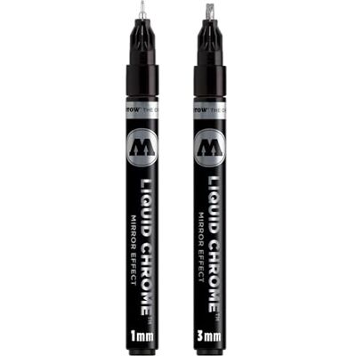 Molotow Liquid Chrome Set di pennarelli Calligraphy (punta rotonda 1,0 mm e punta per calligrafia da 3,0 mm, penna metallica con inchiostro speciale con vero effetto specchio) cromato Molotow Liquid Chrome Set di pennarelli Calligraphy (punta rotonda 1,0 mm e punta per calligrafia da 3,0 mm, penna metallica con inchiostro speciale con vero effetto specchio) cromato