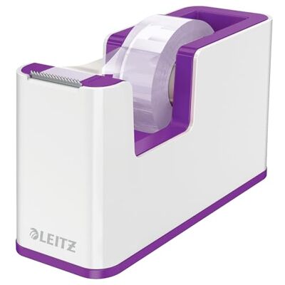 Leitz WOW Dispenser per nastro adesivo Dual Color, Base Appesantita, Nastro adesivo da 10 mt incluso, Bianco/Viola, Leitz WOW Dispenser per nastro adesivo Dual Color, Base Appesantita, Nastro adesivo da 10 mt incluso, Bianco/Viola,