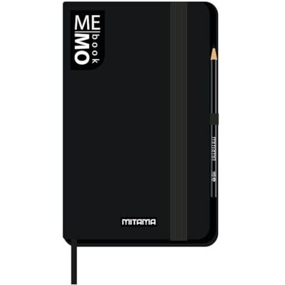 Mitama Taccuino Large NERO MEMO BOOK NOTEBOOK Copertina Soft Touch Tasca interna + Matita Inclusa Fogli Bianchi 13 x 21 cm Mitama Taccuino Large NERO MEMO BOOK NOTEBOOK Copertina Soft Touch Tasca interna + Matita Inclusa Fogli Bianchi 13 x 21 cm
