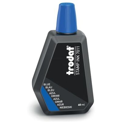 Trodat 7011, Flacone di Inchiostro Blu per la Ricarica dei Tamponi o Cuscinetti, 60 ml, Inchiostro a Base d'Acqua per Timbrare Documenti, Impronte Pulite e Nitide, Tappo Richiudibile Trodat 7011, Flacone di Inchiostro Blu per la Ricarica dei Tamponi o Cuscinetti, 60 ml, Inchiostro a Base d'Acqua per Timbrare Documenti, Impronte Pulite e Nitide, Tappo Richiudibile
