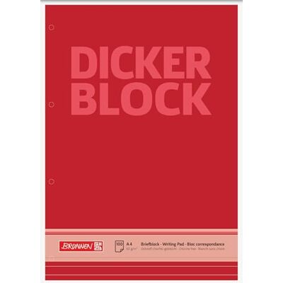 BRUNNEN Blocco per lettere, formato A4, a righe, 100 fogli, 60 g/m², 4 fori BRUNNEN Blocco per lettere, formato A4, a righe, 100 fogli, 60 g/m², 4 fori