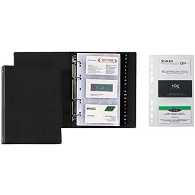 Favorit Porta Biglietti da Visita 4 Anelli a D, H 25 mm, a 3 Tasche, Nero Favorit Porta Biglietti da Visita 4 Anelli a D, H 25 mm, a 3 Tasche, Nero