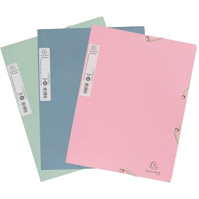 Exacompta Rif. Autentik 55239E Confezione da 6 camicie con elastici buste a 3 alette in carta riciclata 400 g/m2 dimensioni 24 x 32 cm per documenti in formato A4 colori assortiti Exacompta Rif. Autentik 55239E Confezione da 6 camicie con elastici buste a 3 alette in carta riciclata 400 g/m2 dimensioni 24 x 32 cm per documenti in formato A4 colori assortiti