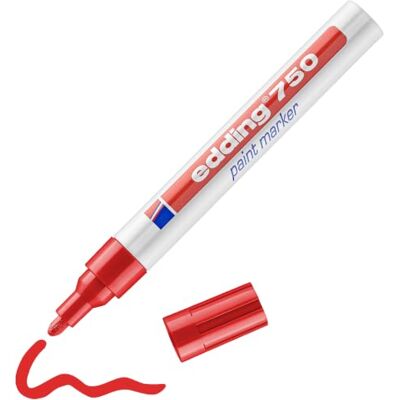 Edding 750 Marcatore a Vernice, Rosso, 1 Penna, Punta Tonda 2-4 Mm, per Marcare Ed Etichettare Metallo, Vetro, Rocce, Plastica, Resistente Al Calore, Permanente, Anti Sbavature, Impermeabile Edding 750 Marcatore a Vernice, Rosso, 1 Penna, Punta Tonda 2-4 Mm, per Marcare Ed Etichettare Metallo, Vetro, Rocce, Plastica, Resistente Al Calore, Permanente, Anti Sbavature, Impermeabile
