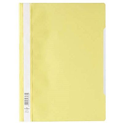 Durable Cartellina ad Aghi Clear View, Formato A4, Fronte Trasparente e Retro Colorato, Etichetta Longitudinale, Giallo, Confezione da 50 Pezzi Durable Cartellina ad Aghi Clear View, Formato A4, Fronte Trasparente e Retro Colorato, Etichetta Longitudinale, Giallo, Confezione da 50 Pezzi