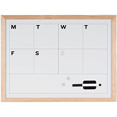Bi-Office Lavagna Planner Settimanale, Lavagna Magnetica e Cancellabile a Secco, Cornice In Legno Pino, 90 x 60cm Bi-Office Lavagna Planner Settimanale, Lavagna Magnetica e Cancellabile a Secco, Cornice In Legno Pino, 90 x 60cm