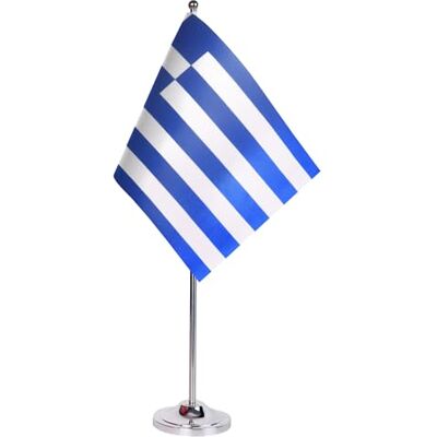 AZ FLAG Bandiera da Tavolo Grecia 22x15 cm Greca Raso Base Metallo Uso interno bandiera da tavolo Ελλάδα finitura cucita e bordi rinforzati con asta e base metallica AZ FLAG Bandiera da Tavolo Grecia 22x15 cm Greca Raso Base Metallo Uso interno bandiera da tavolo Ελλάδα finitura cucita e bordi rinforzati con asta e base metallica