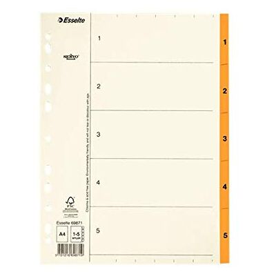 Separatore Mylar Multi-Section A4 ESSELTE - Bianco/Arancione Separatore Mylar Multi-Section A4 ESSELTE - Bianco/Arancione