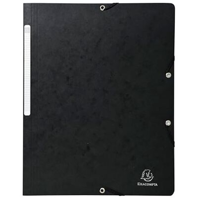 Exacompta Rif. 555411E Cartone da 25 cartelline con elastici senza patta stampate, buste in carta lucida 355 g/m², dimensioni 24 x 32 cm, per documenti in formato A4, colore nero Exacompta Rif. 555411E Cartone da 25 cartelline con elastici senza patta stampate, buste in carta lucida 355 g/m², dimensioni 24 x 32 cm, per documenti in formato A4, colore nero